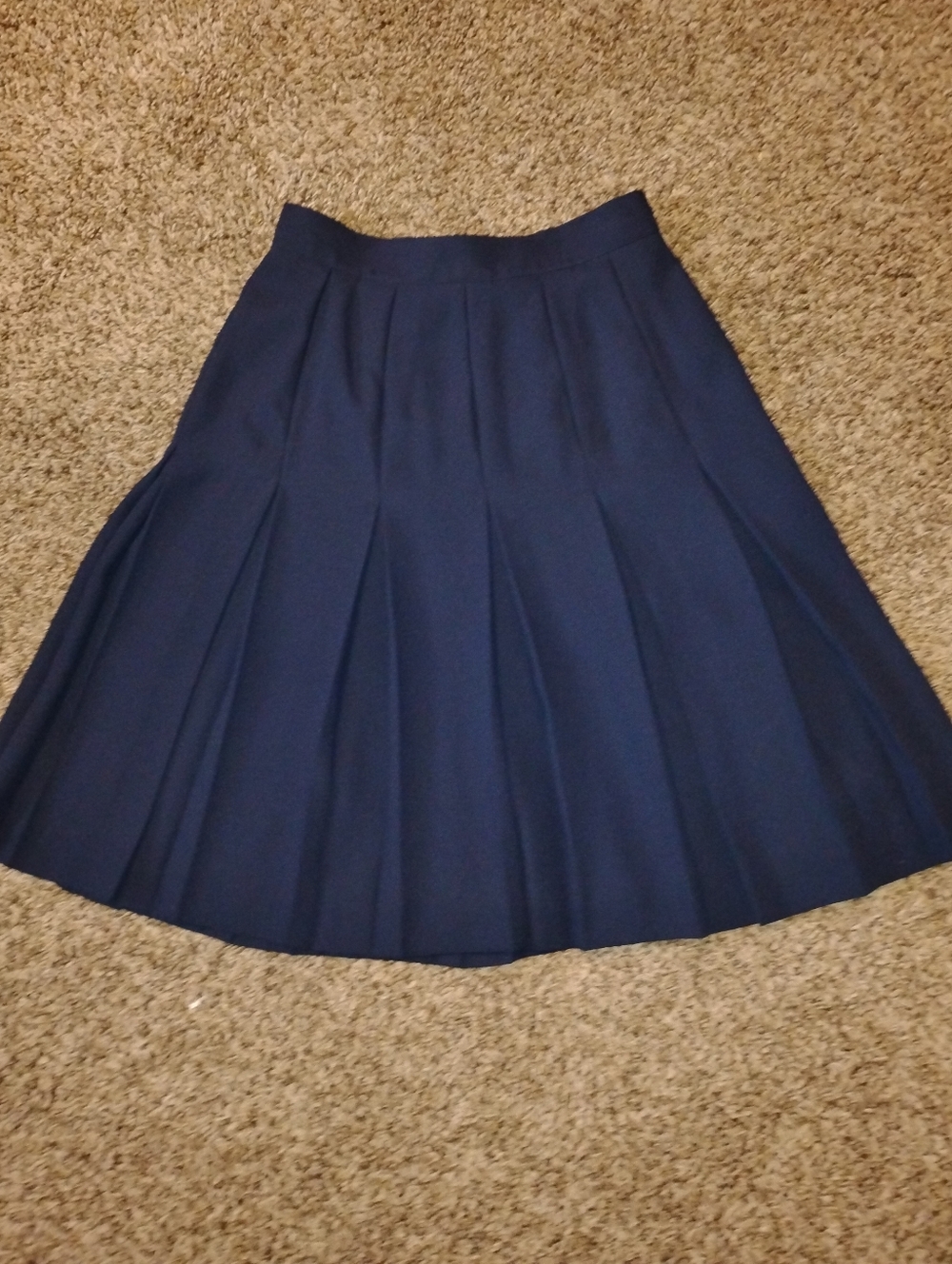 Vintage Liz Claiborne Navy Blue Pleated Midi Skirt - Size 6